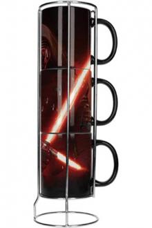 STAR WARS EP7 KYLO LIGHTSABER 3 MUGS STACK
