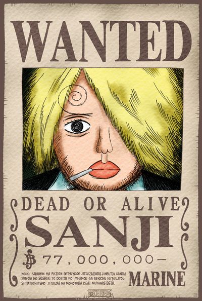 POSTER ONE PIECE WANTED SANJI 52X35