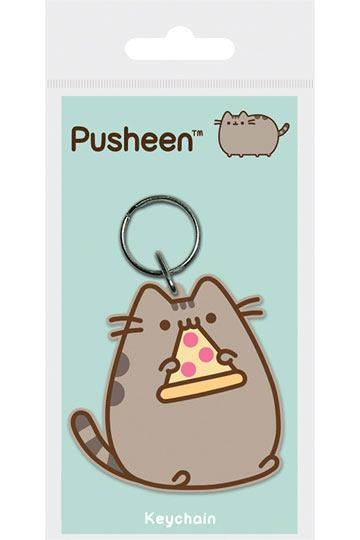 PUSHEEN PIZZA RUBBER KEYCHAIN